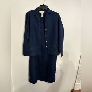 Sweet Jessie Linen dress and jacket  Navy Blue Size Small